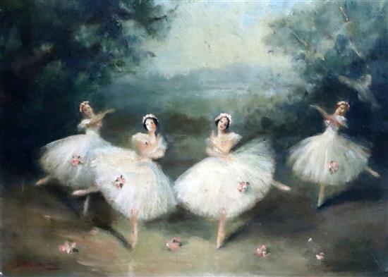 Carlotta Edwards (1894-1977) Pas de Quatre 30 x 40cm.